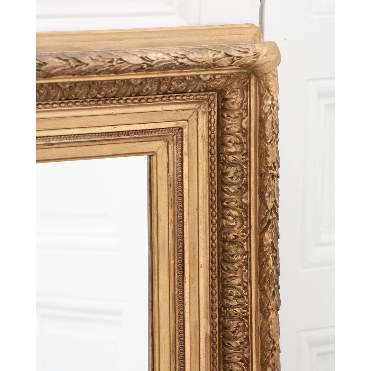 French 19th Century Gold Gilt Frame with Mirror In Good Condition For Sale In Baton Rouge, LA