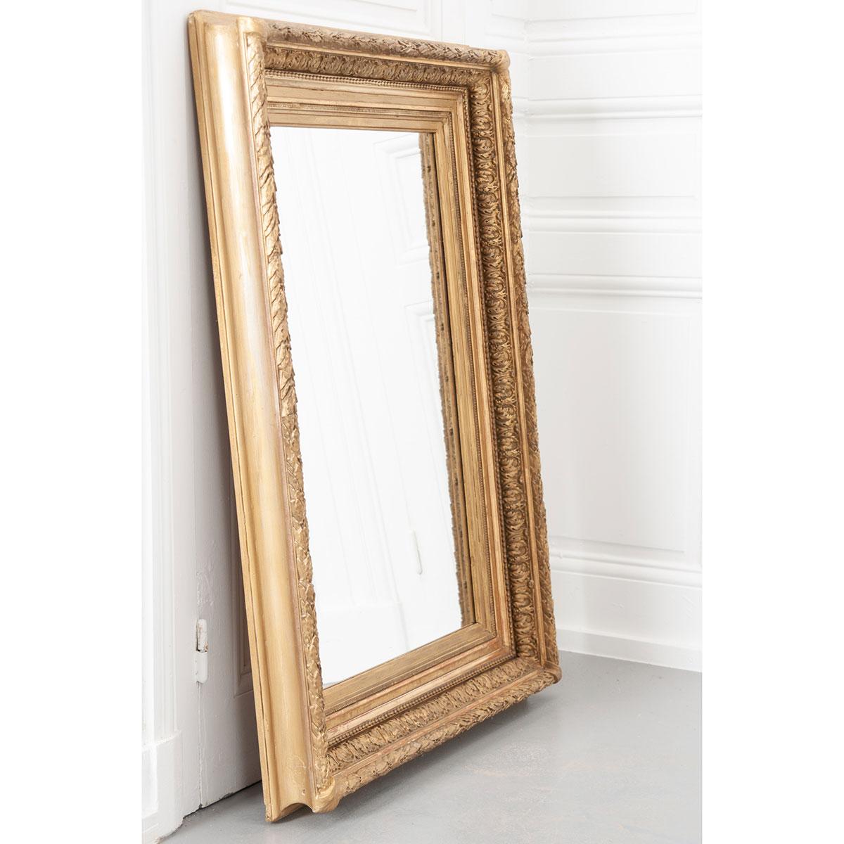 Giltwood French 19th Century Gold Gilt Frame with Mirror For Sale