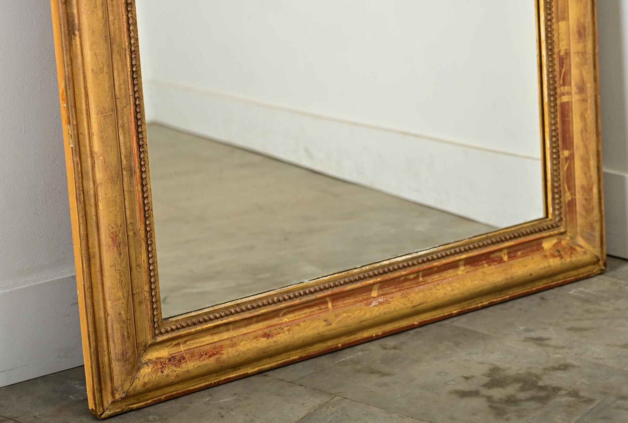 XIXe siècle Miroir Louis Philippe français du 19ème siècle doré à l'or en vente