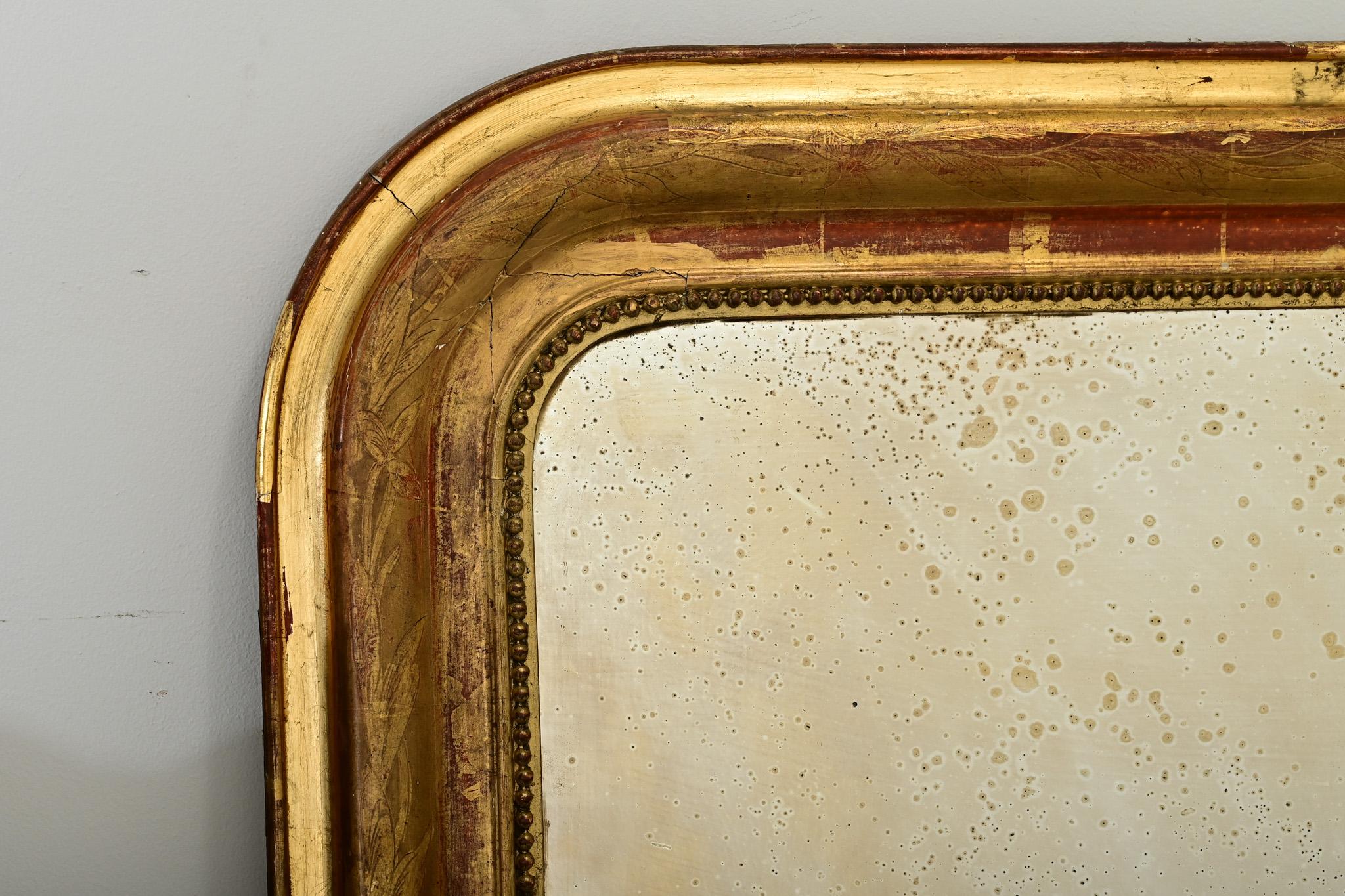 Specchio francese Louis Philippe dorato del XIX secolo 2