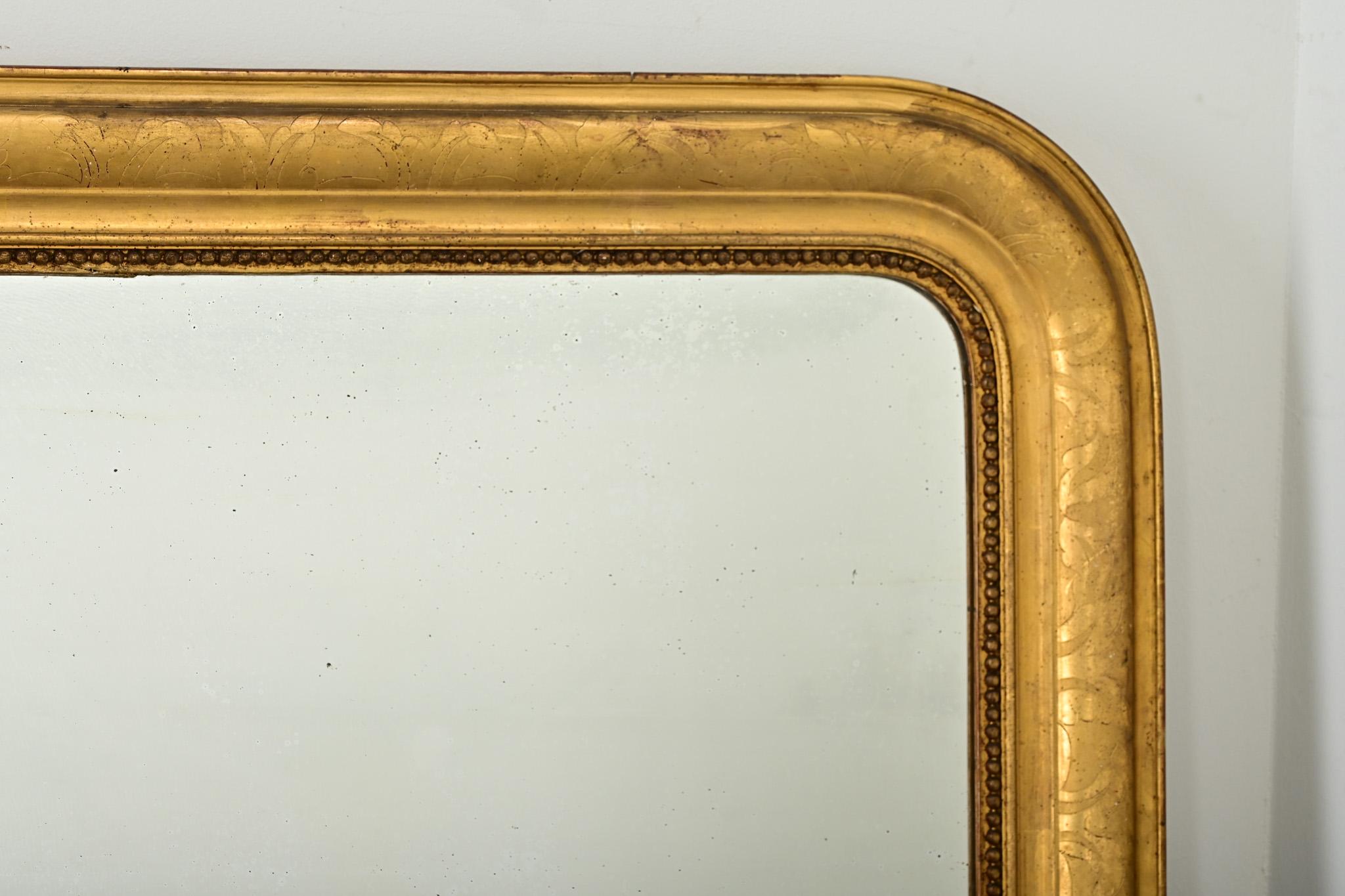 Specchio francese Louis Philippe dorato del XIX secolo 2