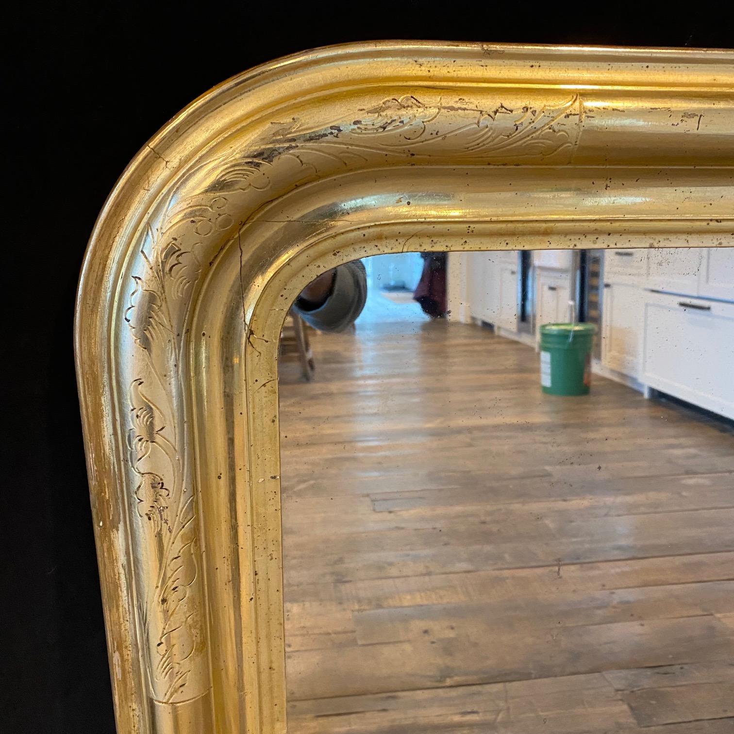 French 19th Century Gold Gilt Louis Philippe Mirror with Arched Top For Sale 2