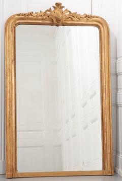 French 19th Century Gold Gilt Louis Philippe Mirror with Crest
