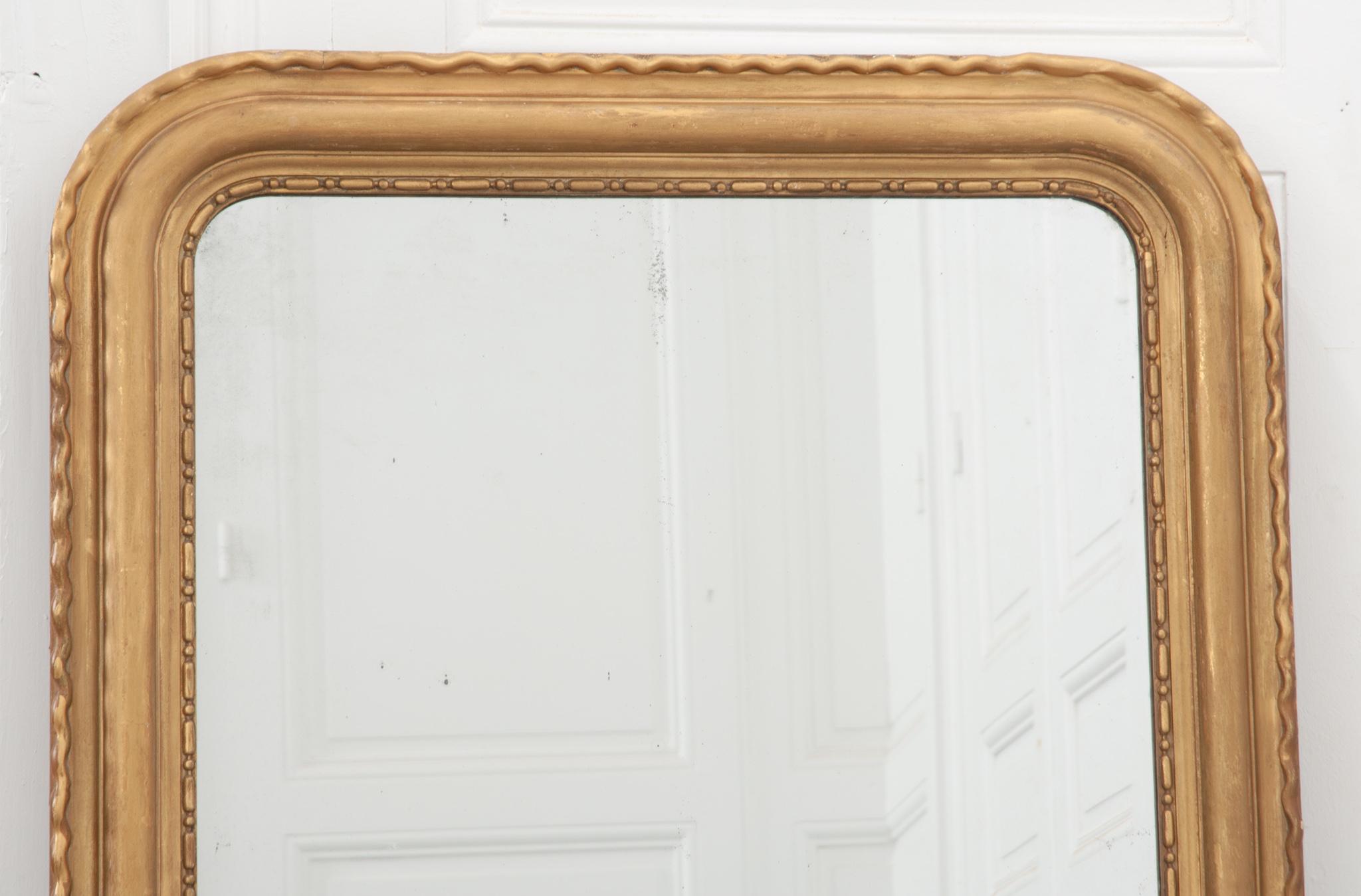 Carved French, 19th Century, Gold Gilt Louis Philippe Style Mirror