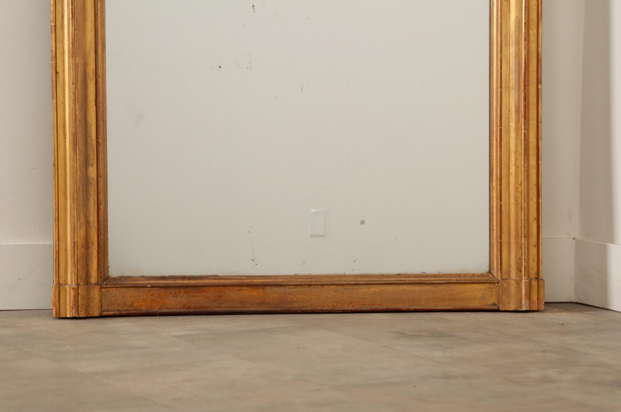 Hand-Carved French 19th Century Gold Gilt Mantel Mirror For Sale