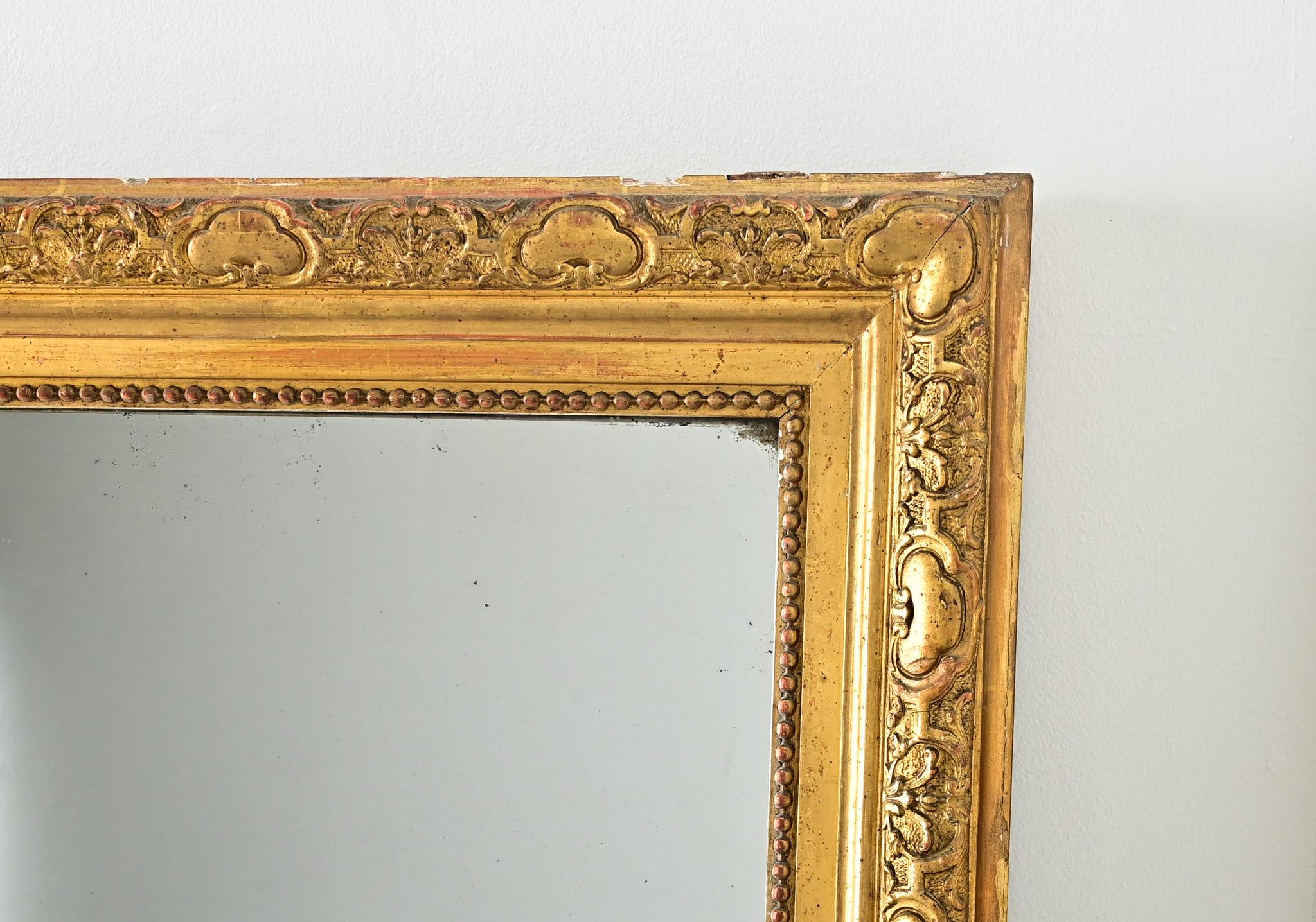 Oro Specchio da camino francese del XIX secolo in oro dorato in vendita