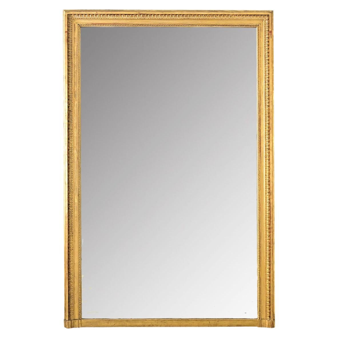 Miroir de cheminée français du 19e siècle, doré à l'or fin en vente