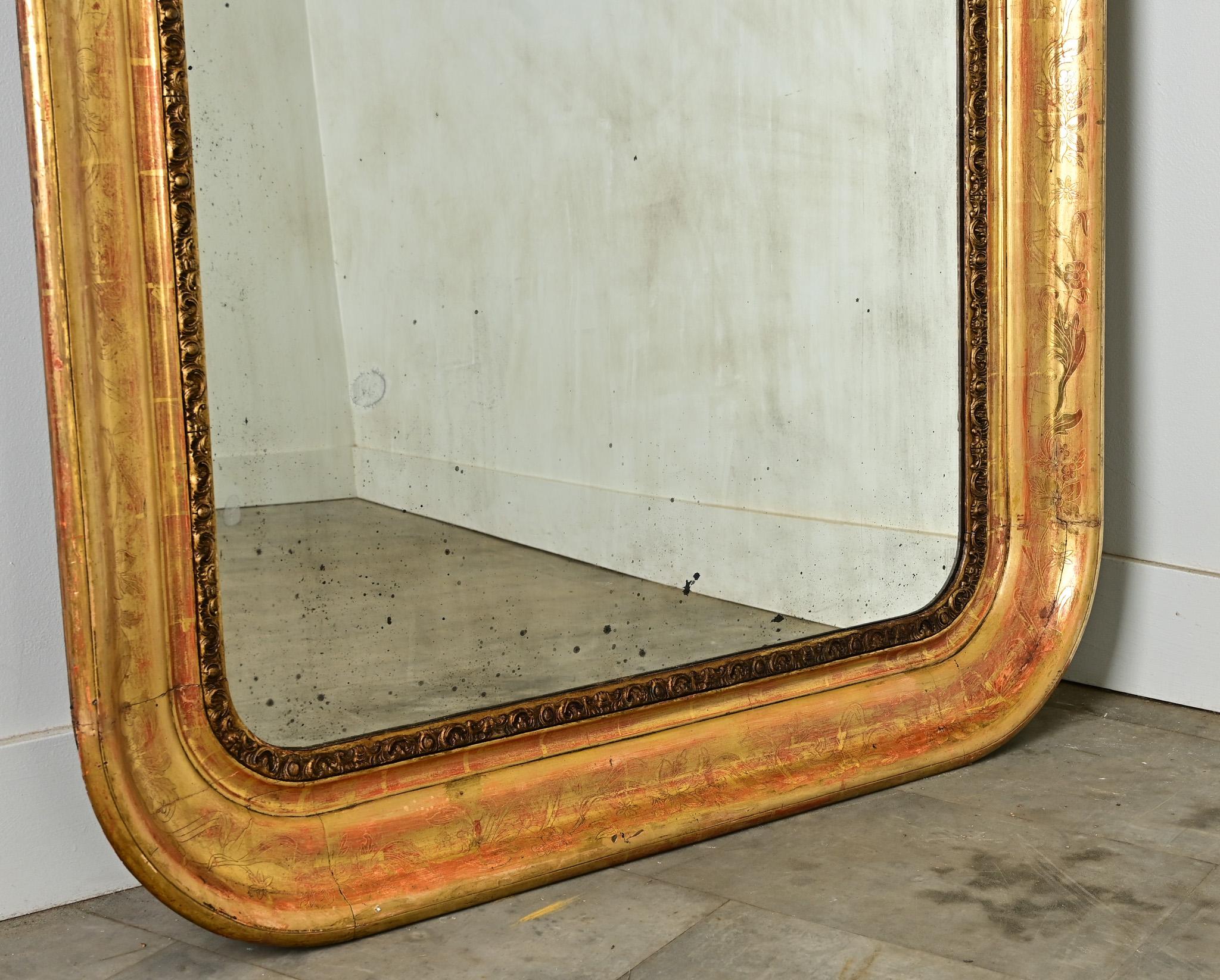 Miroir français du 19ème siècle doré à l'or en vente 3