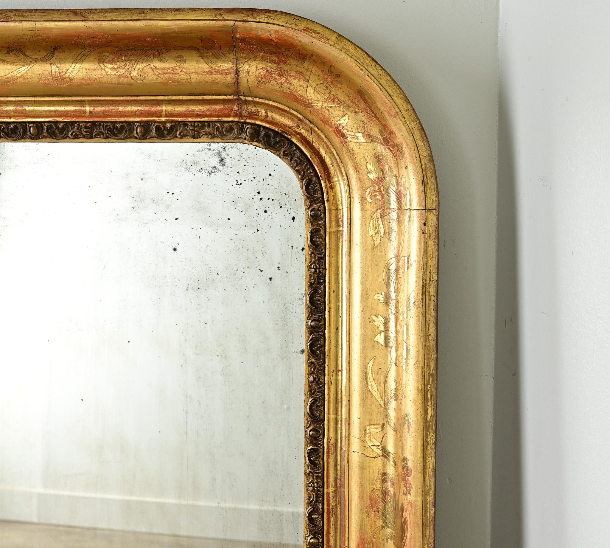 Miroir français du 19ème siècle doré à l'or en vente 4