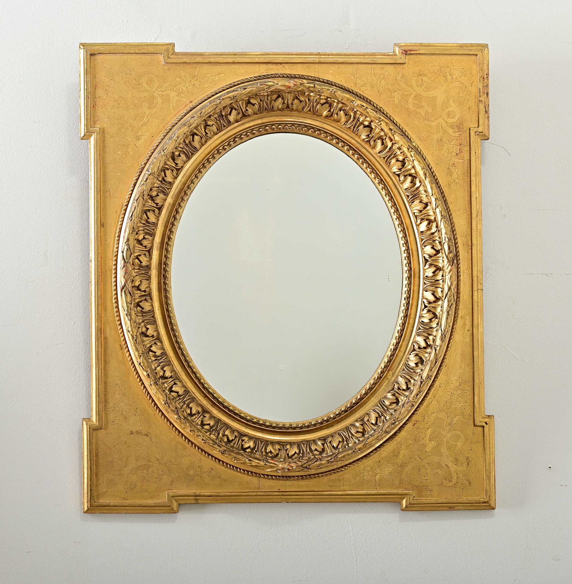 Neoclassico Specchio francese dorato del XIX secolo in vendita