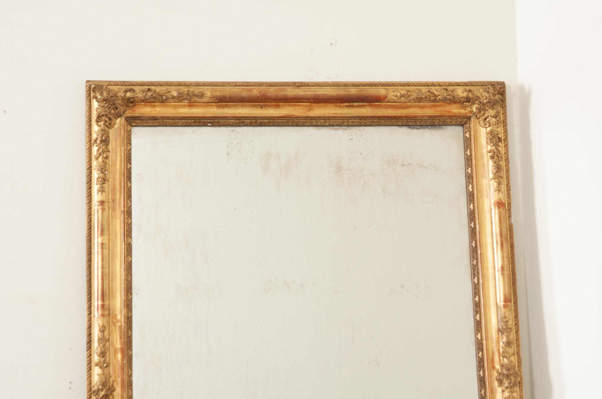 Carved French 19th Century Gold Gilt Mirror For Sale