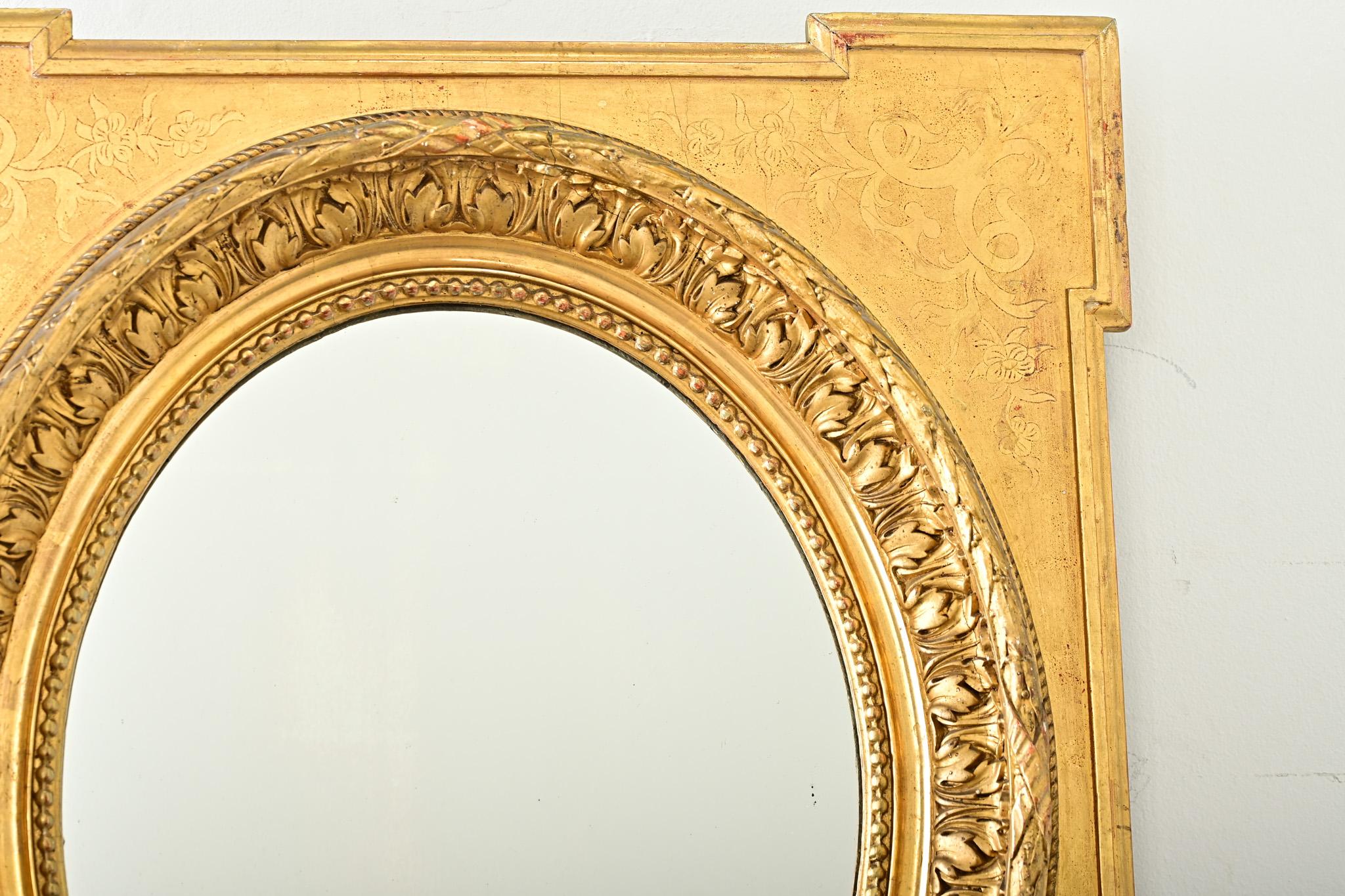 Specchio francese dorato del XIX secolo In condizioni buone in vendita a Baton Rouge, LA