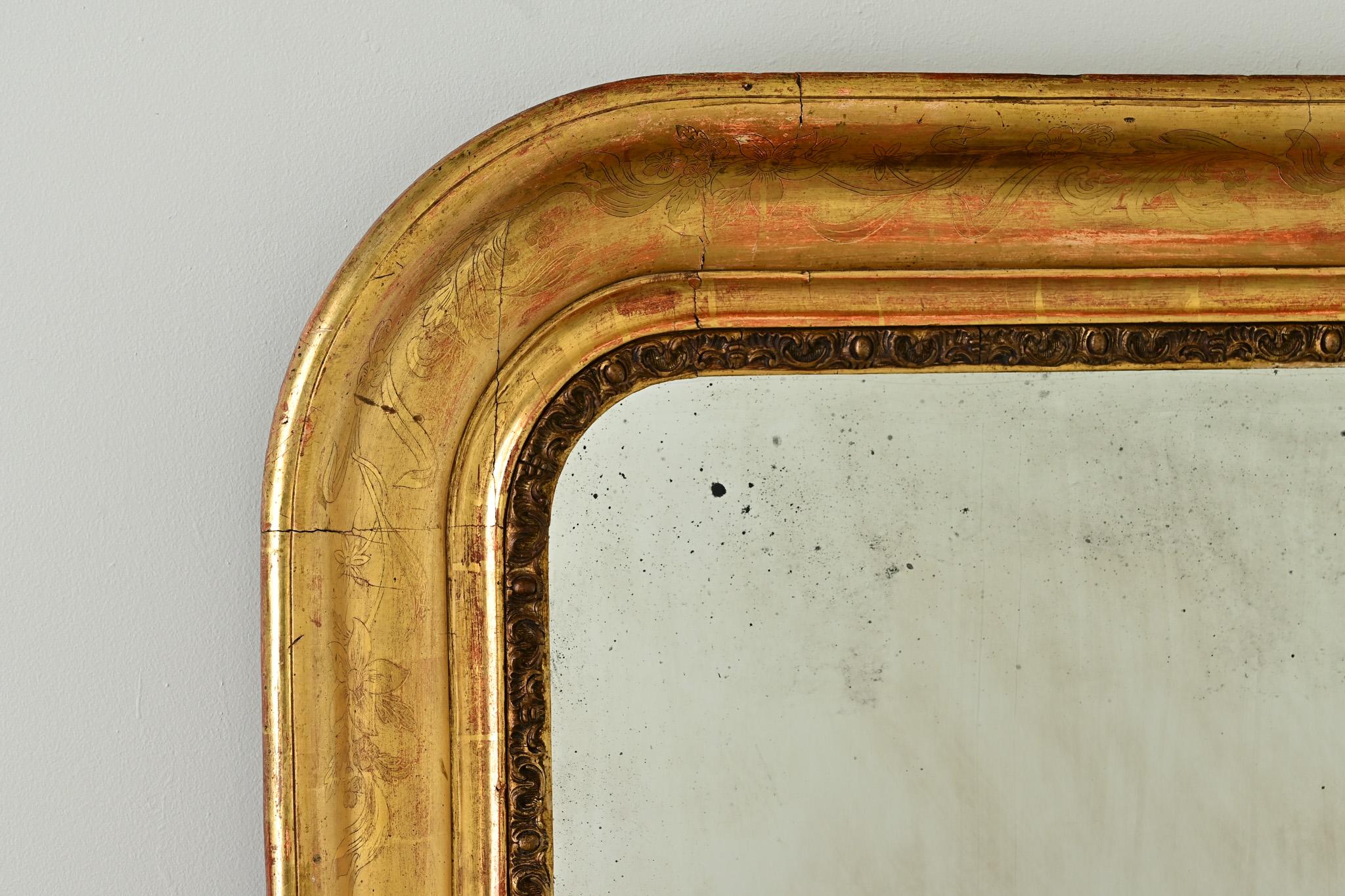 XIXe siècle Miroir français du 19ème siècle doré à l'or en vente
