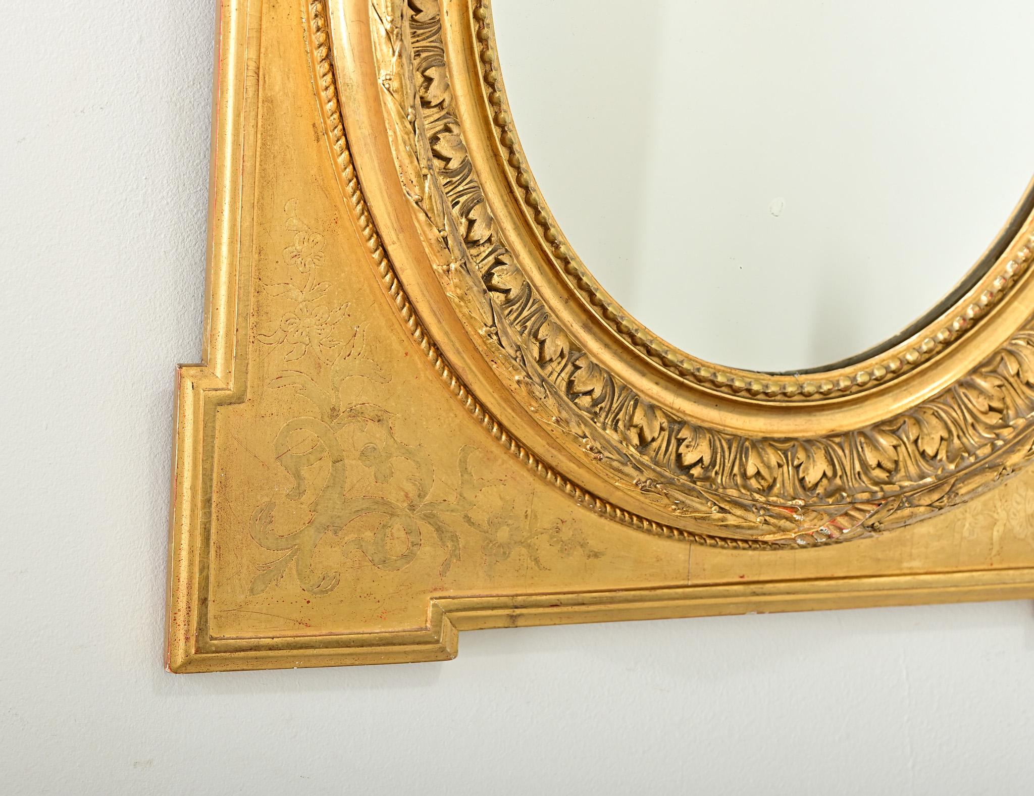 Specchio francese dorato del XIX secolo in vendita 1