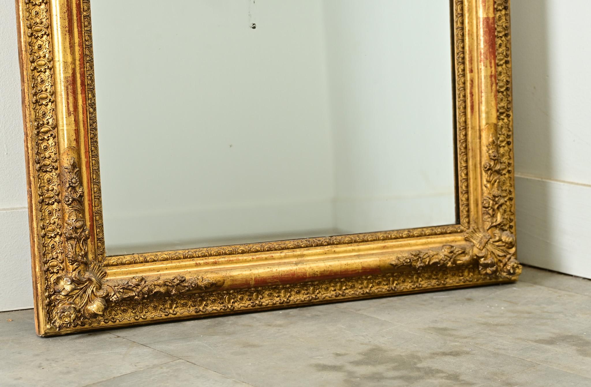 French 19th Century Gold Gilt Mirror 4