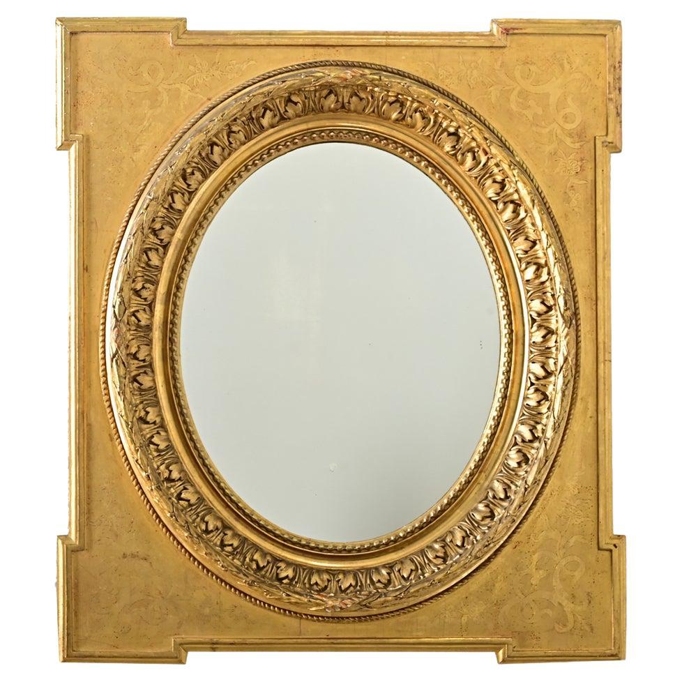 Specchio francese dorato del XIX secolo in vendita