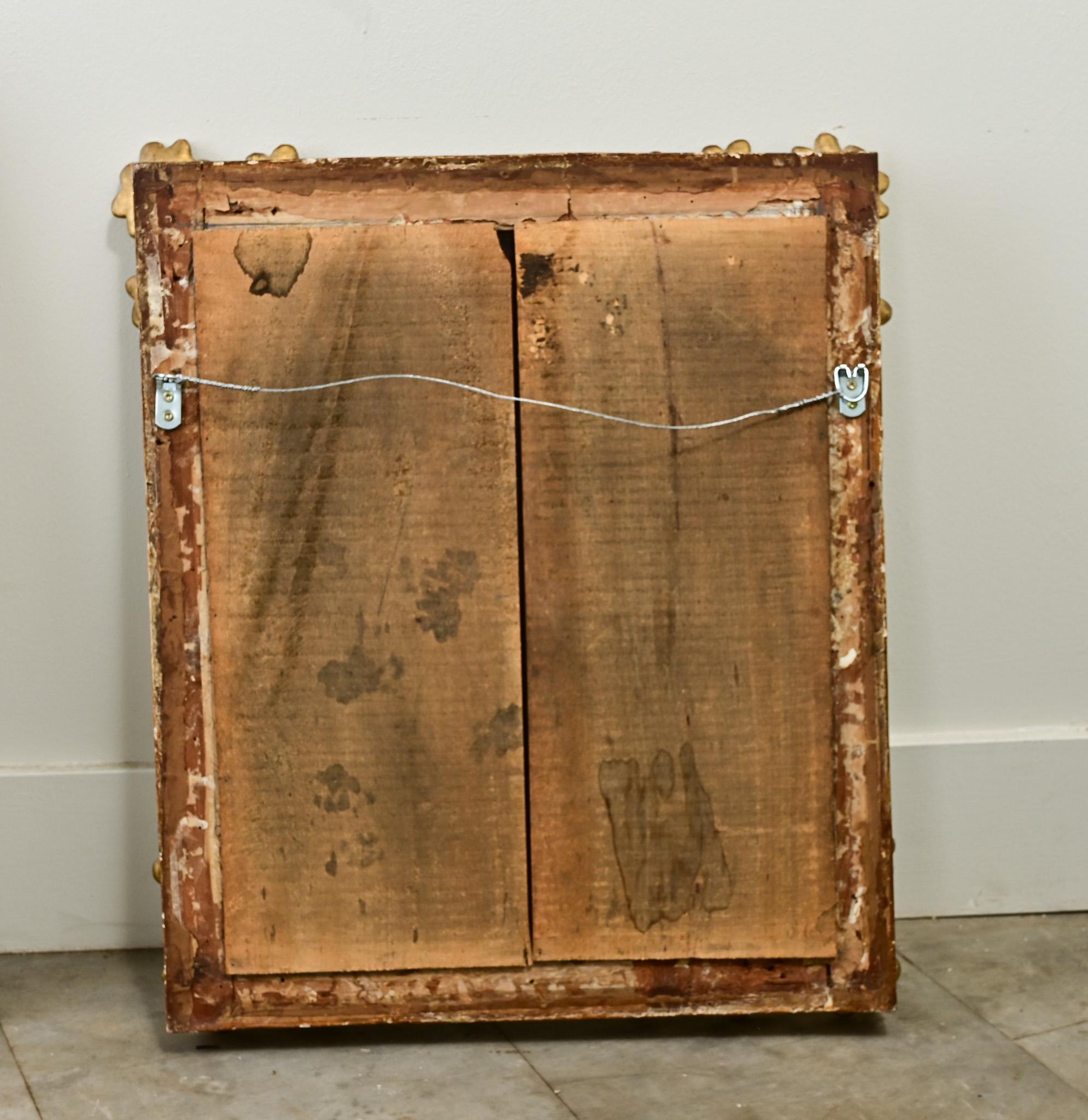 French 19th Century Gold Gilt Mirror with Flowers For Sale 4