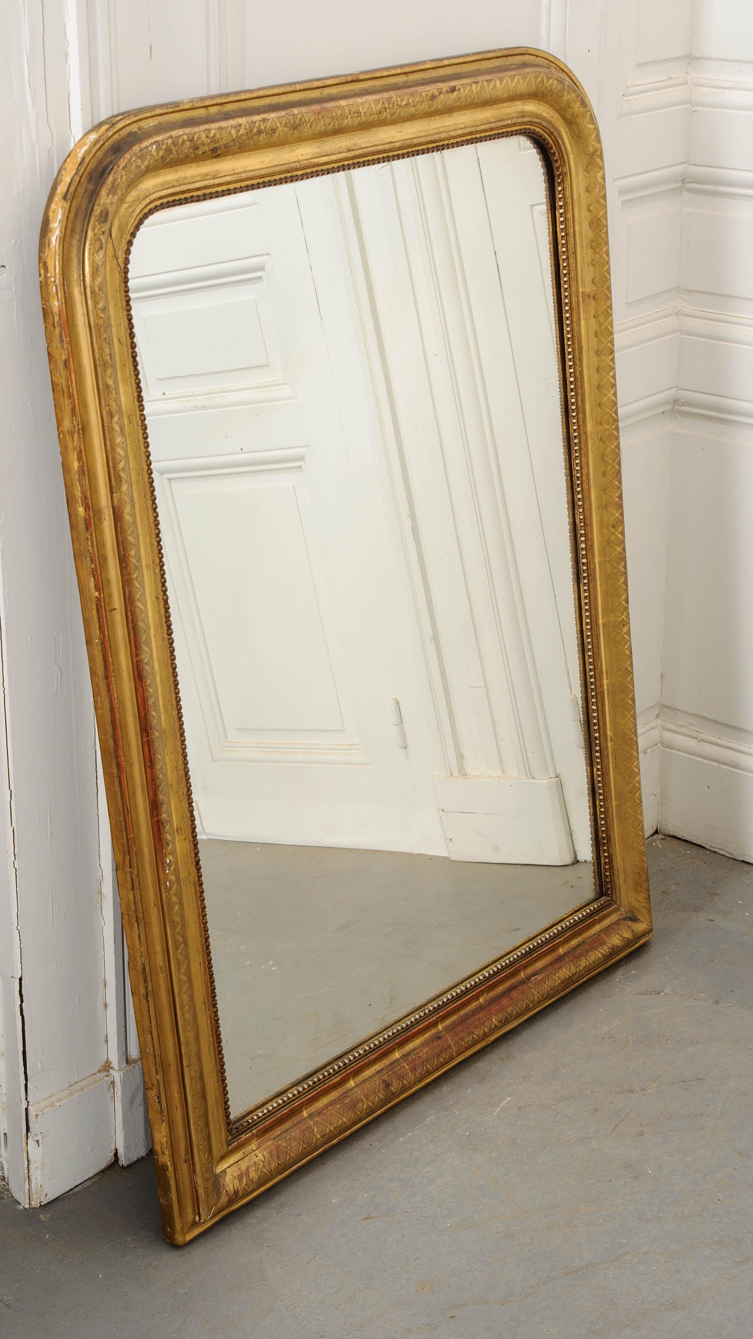 French 19th Century Gold Giltwood Louis Philippe Style Mirror 1