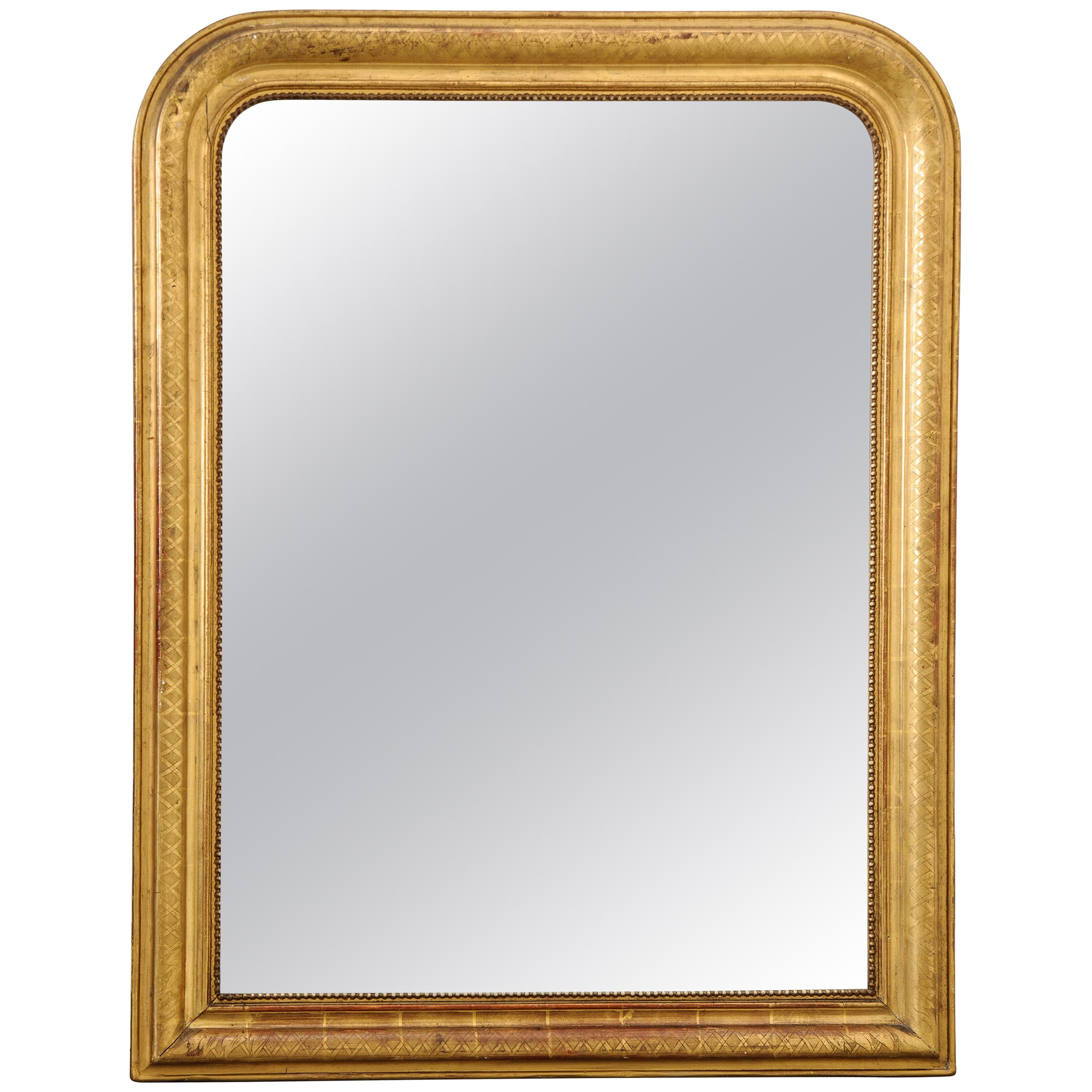 French 19th Century Gold Giltwood Louis Philippe Style Mirror