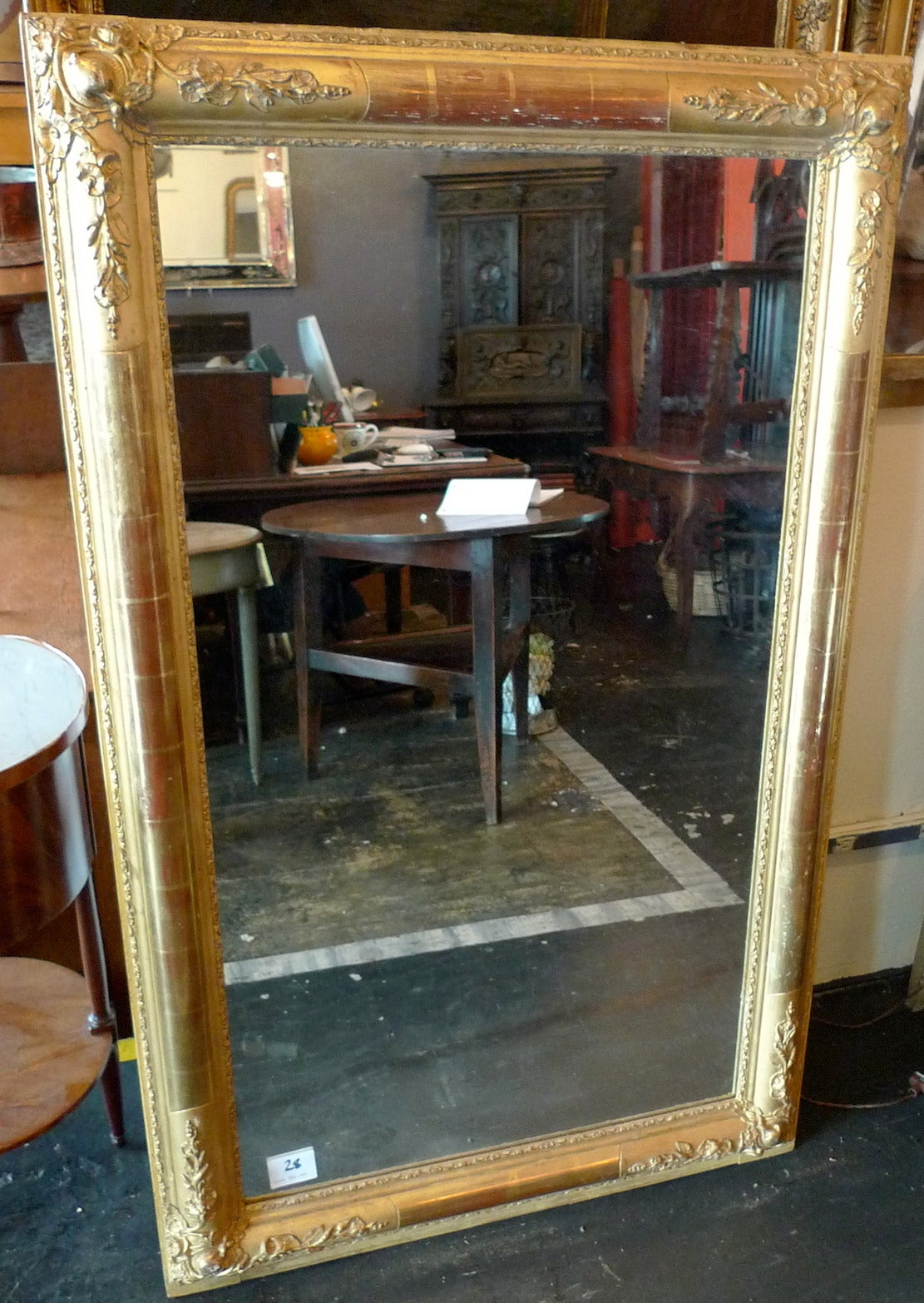 Gold Leaf French 19th Century Gold-Leaf and Hand Carved Mirror Frame with Original Glass
