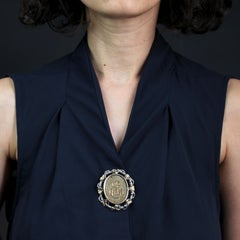 French 19th Century Gold Silver Hair Memory Brooch