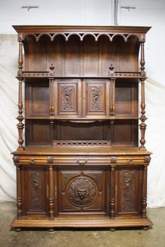 French 19th Century Gothic Long Cabinet "deux-corps"