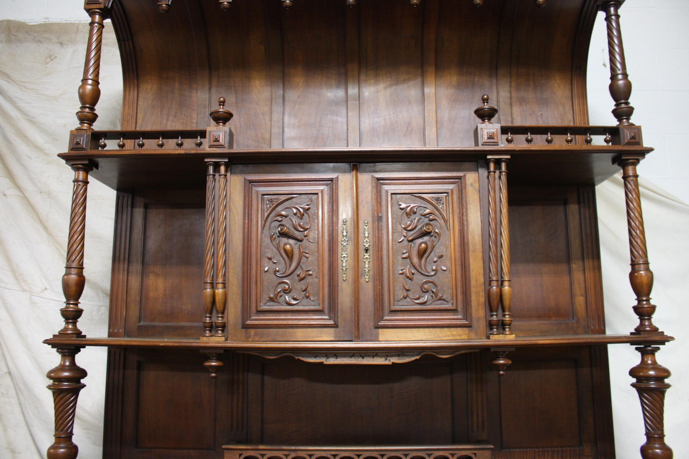 Walnut French 19th Century Gothic Long Cabinet 