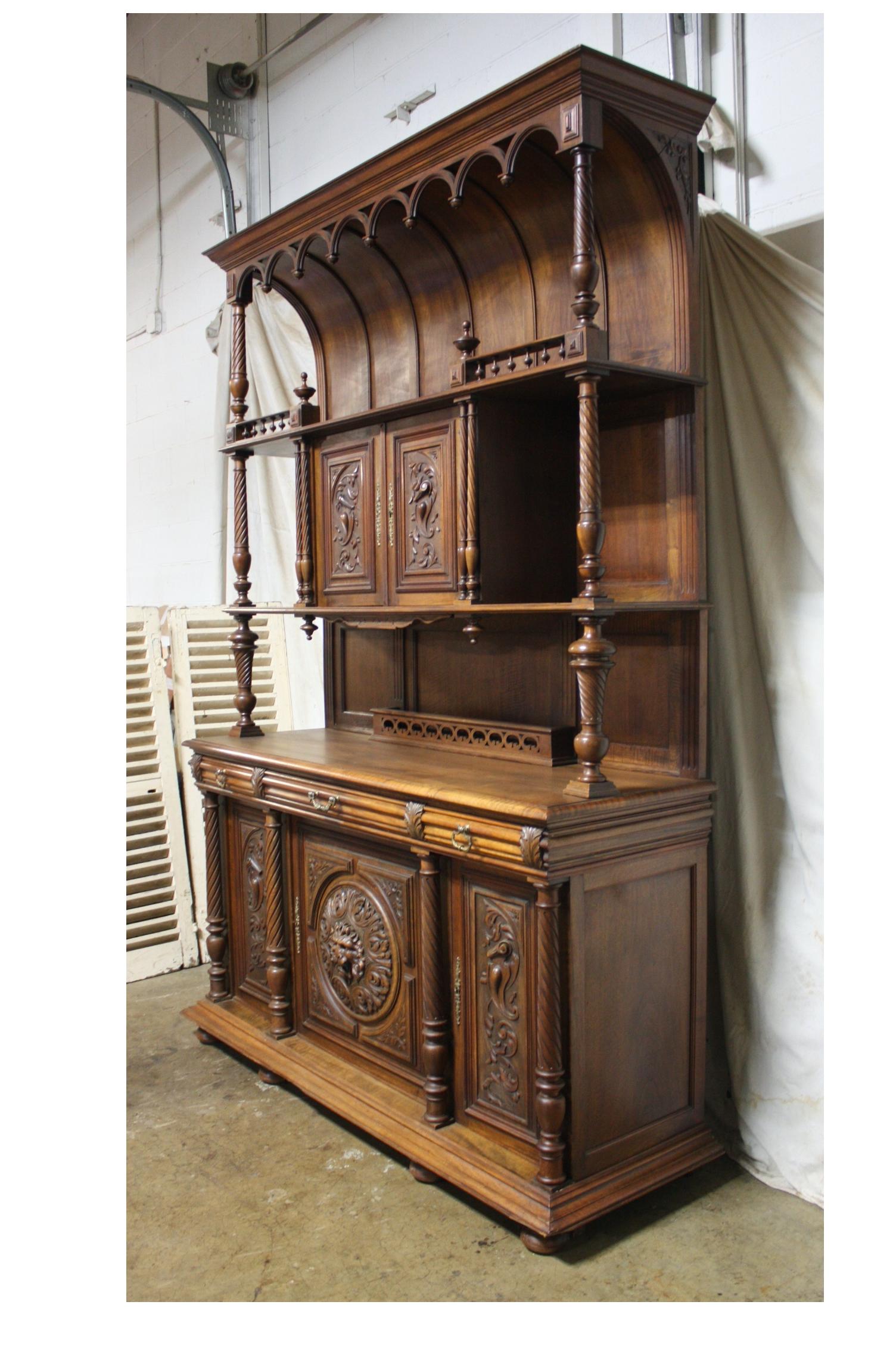 French 19th Century Gothic Long Cabinet 