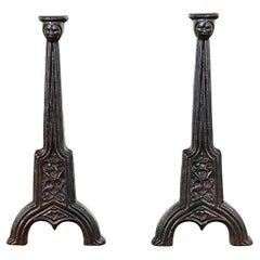 Antique French 19th Century Gothic Revival Andirons