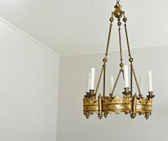 French 19th Century Gothic Style Brass Chandelier