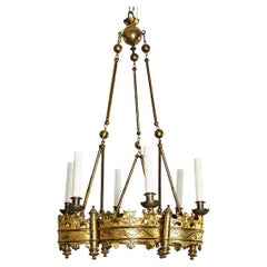French 19th Century Gothic Style Brass Chandelier