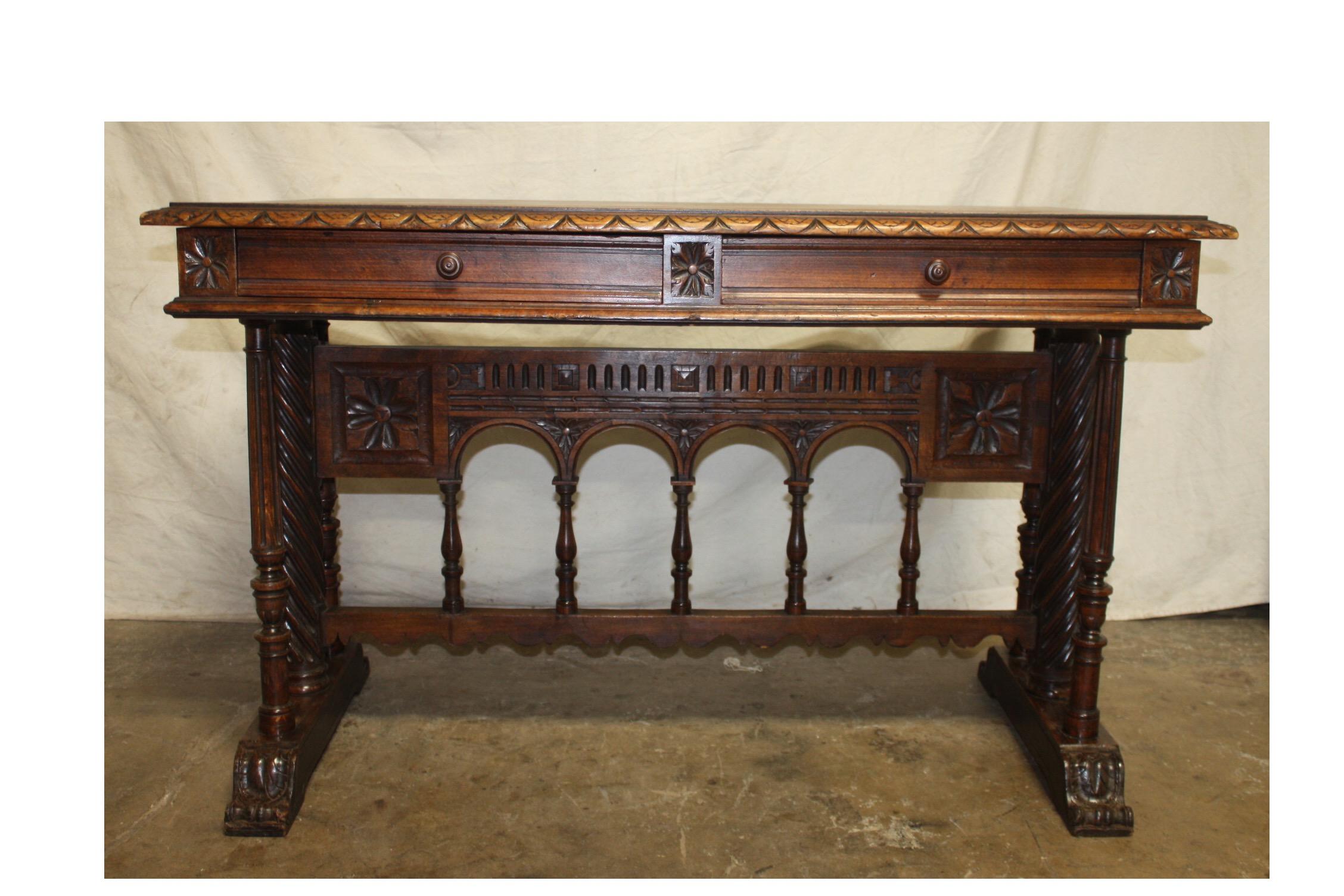 French 19th century Gothic style writing table.