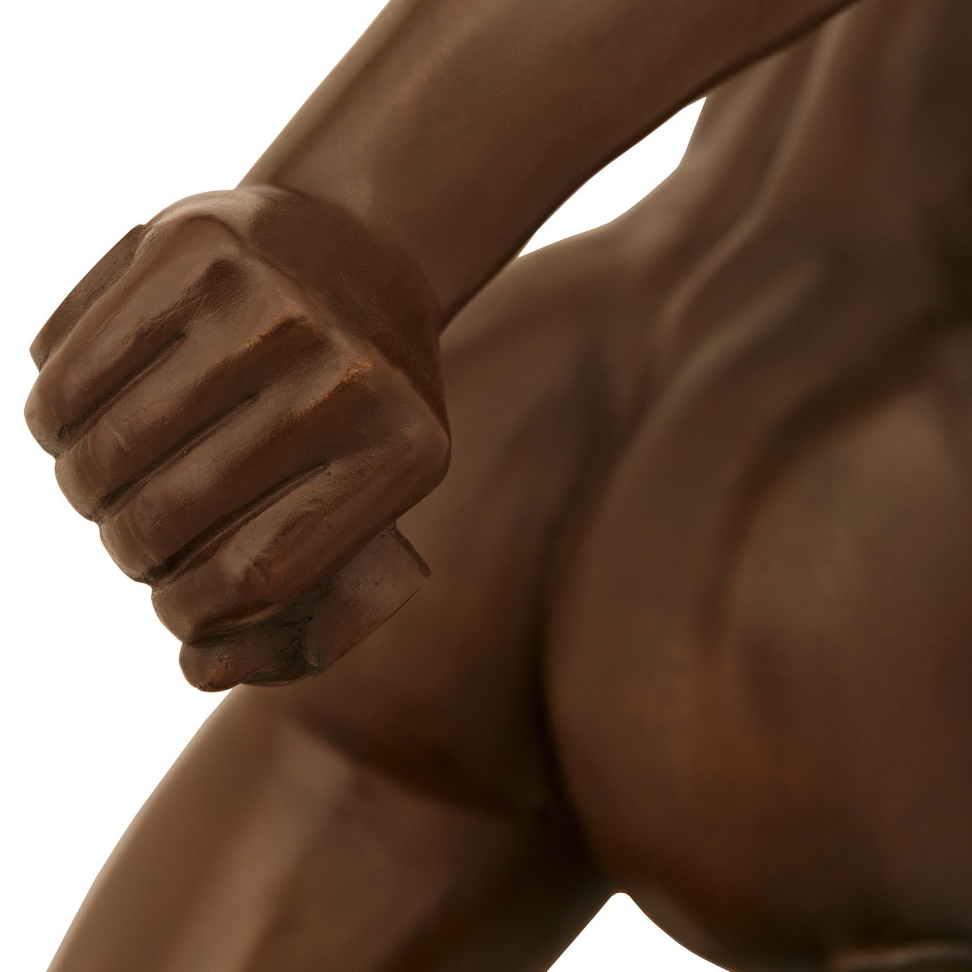 Bronze Statue en bronze patiné Grand Tour du gladiateur Borghese du 19e siècle en vente