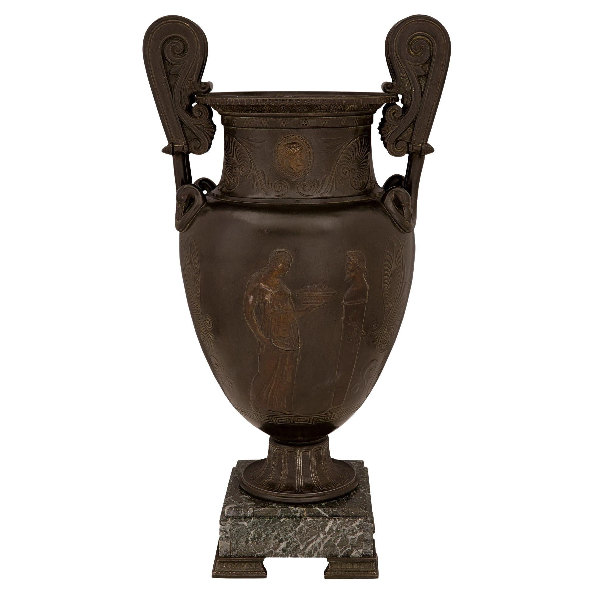 French 19th Century Grand Tour Period Bronze and Marble Urn