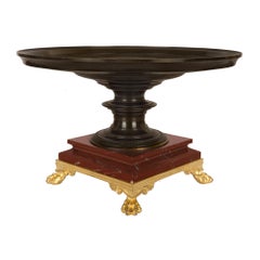 French 19th Century Grand Tour Period Patinated Bronze, Marble and Ormolu Tazza