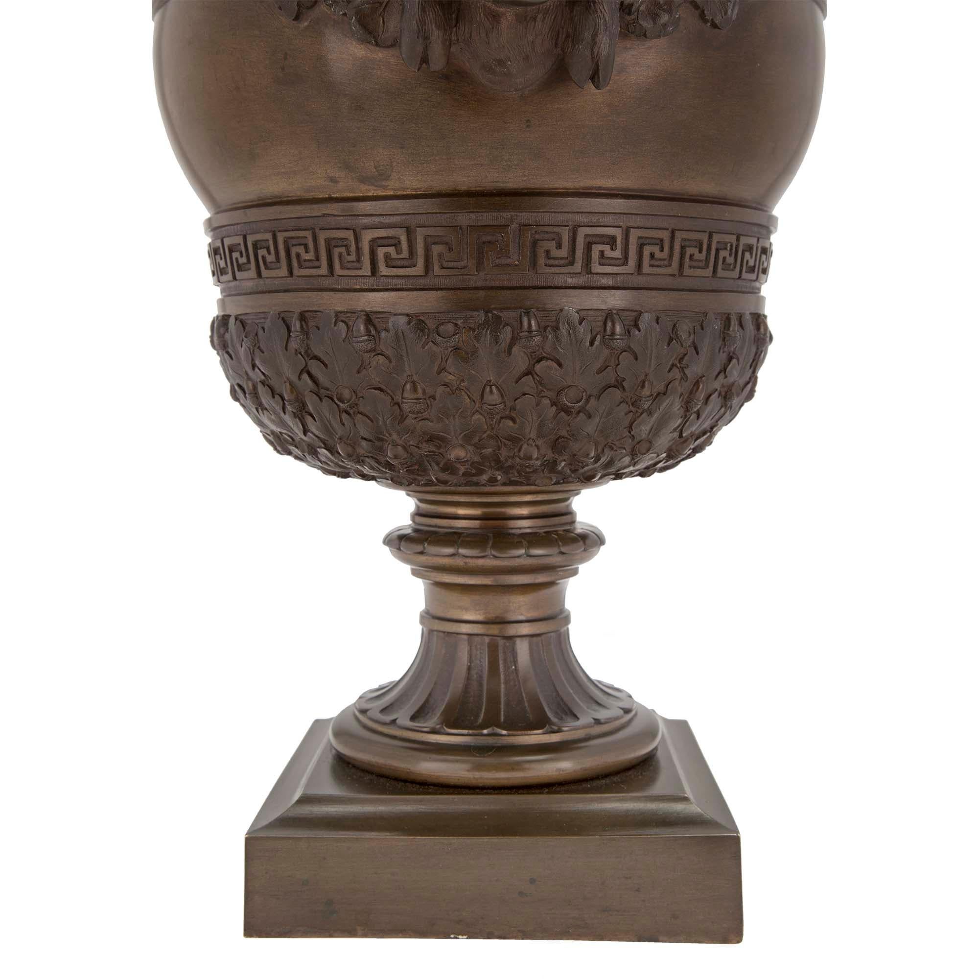 French 19th Century Grand Tour Period Patinated Bronze Urn For Sale 3