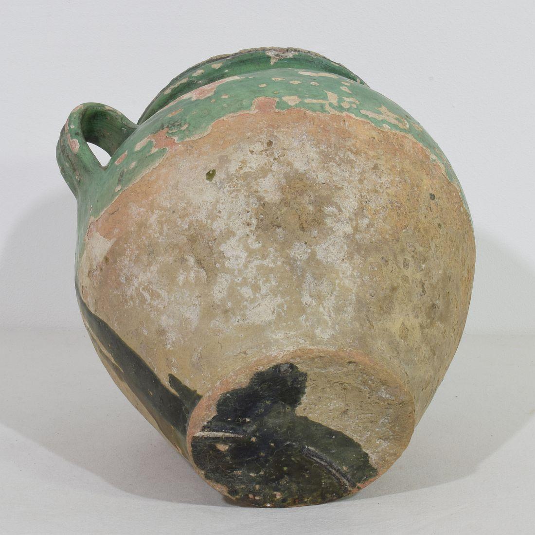 French 19th Century Green Glazed Ceramic Confit Jar For Sale 6