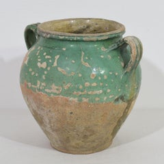 French 19th Century Green Glazed Ceramic Confit Jar