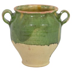 French 19th Century Green Glazed Ceramic Confit Jar