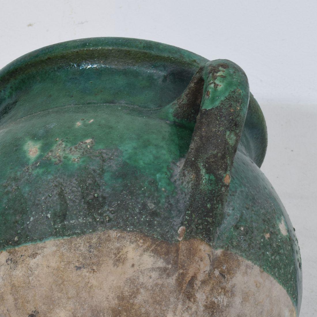 French 19th Century Green Glazed Ceramic Confit Jar/ Pot For Sale 6