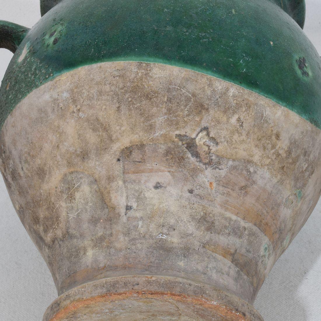 French 19th Century Green Glazed Ceramic Confit Jar/ Pot For Sale 7