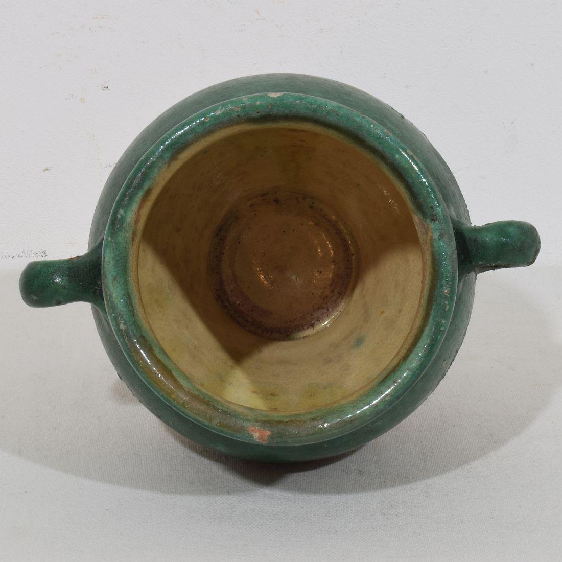 French 19th Century Green Glazed Ceramic Confit Jar/ Pot For Sale 8