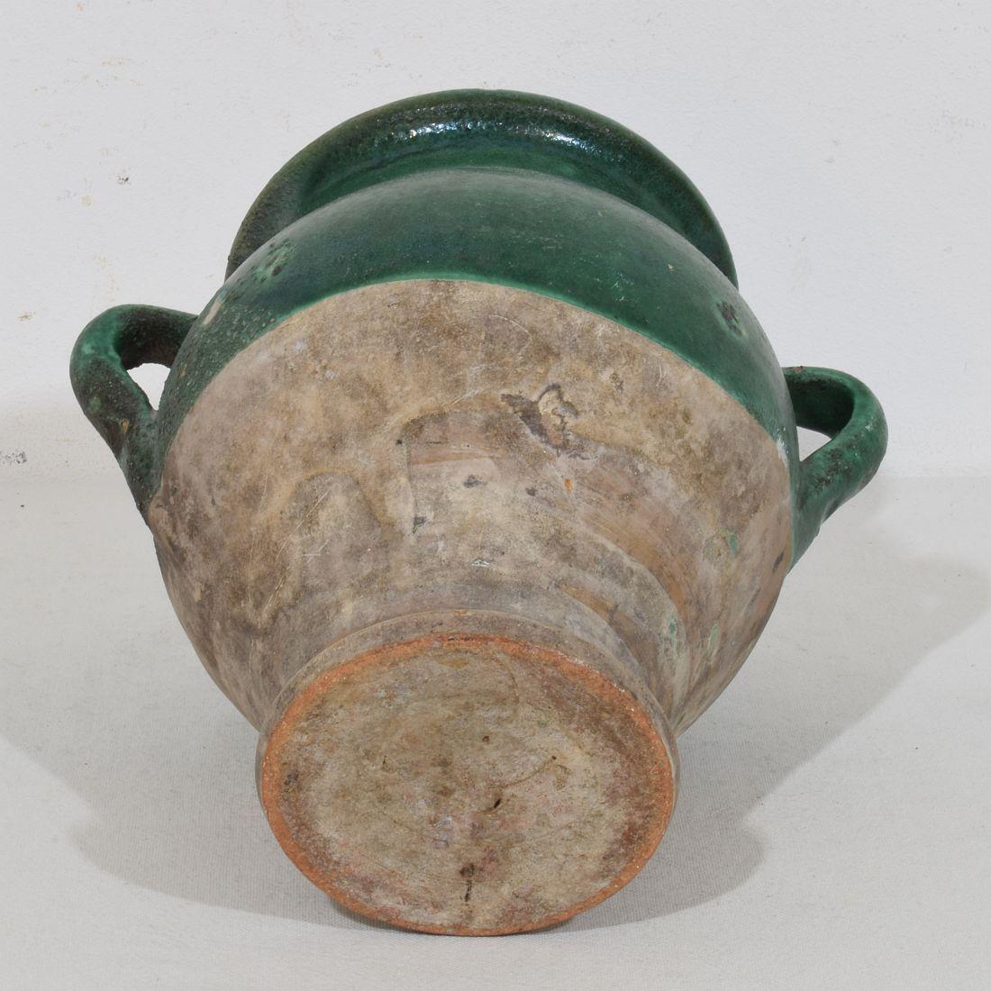 French 19th Century Green Glazed Ceramic Confit Jar/ Pot For Sale 9