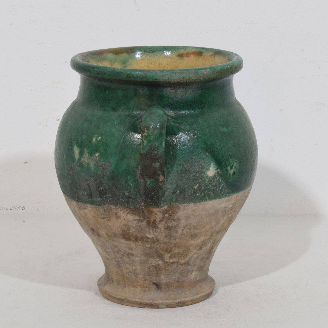 French 19th Century Green Glazed Ceramic Confit Jar/ Pot For Sale 4