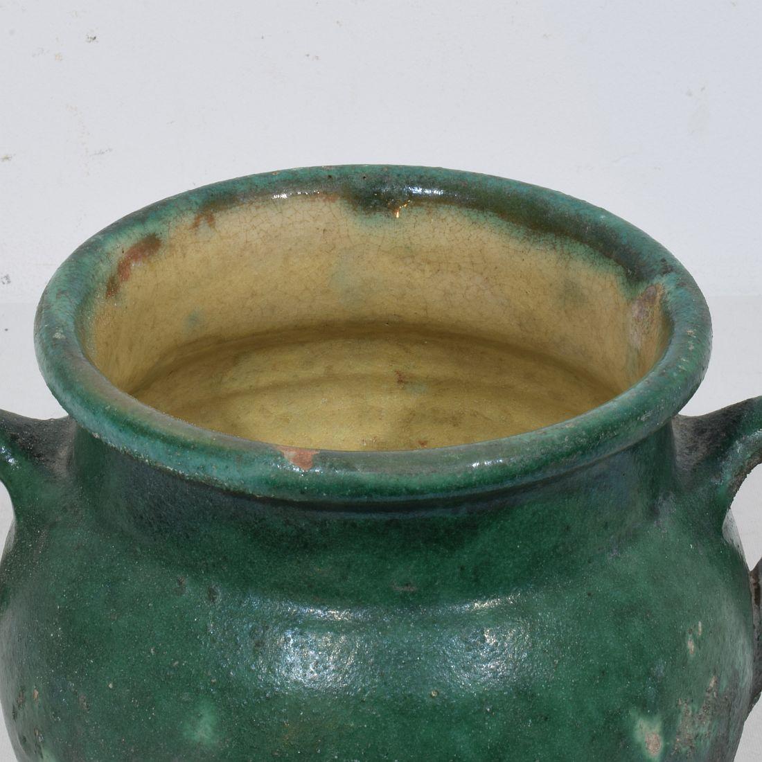 French 19th Century Green Glazed Ceramic Confit Jar/ Pot For Sale 5
