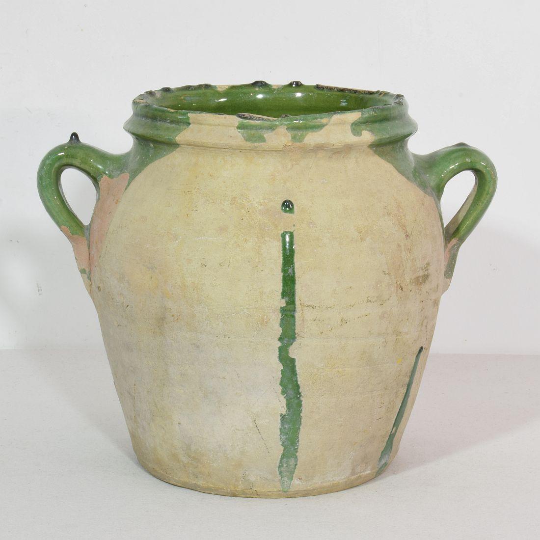 French 19th Century Green Glazed Ceramic Jar 1