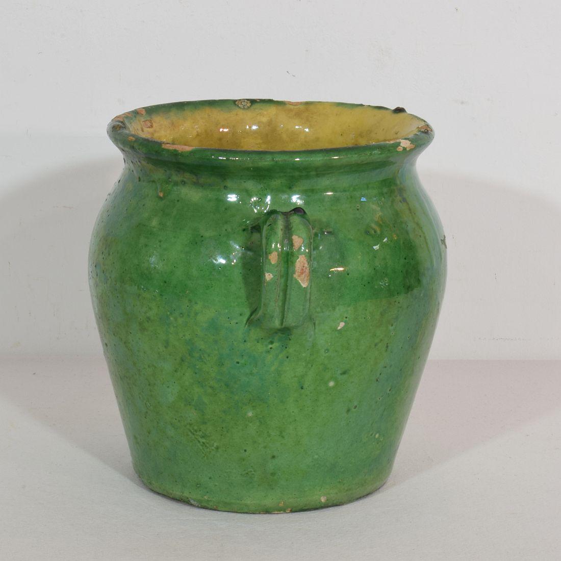 French 19th Century Green Glazed Ceramic Jar 1