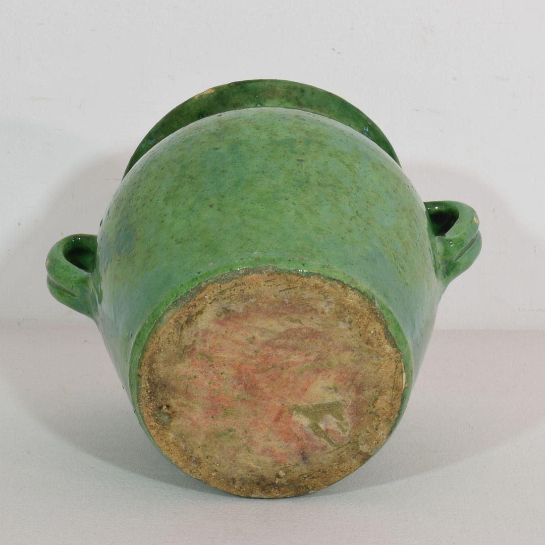 French 19th Century Green Glazed Ceramic Jar 3