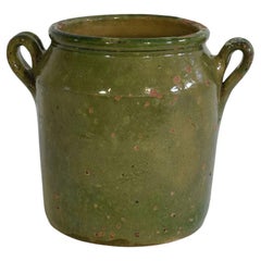 French 19th Century Green Glazed Ceramic Jar