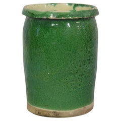 French 19th Century Green Glazed Ceramic Jar